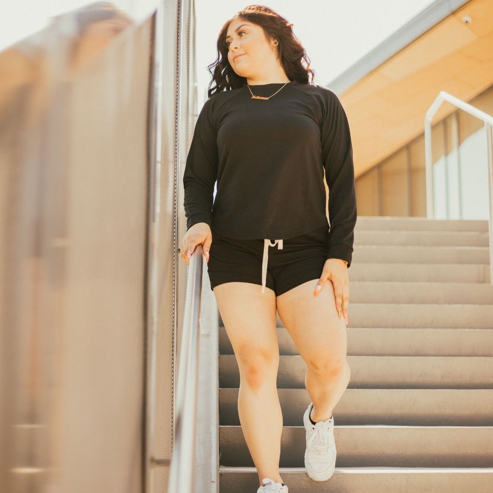 Black sweater and short set